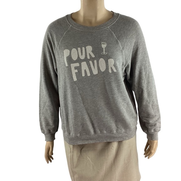 Wildfox Tops - Wildfox Sommers “Pour Favor” Graphic Sweatshirt Gray Size L